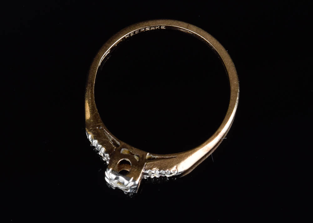 14K Gold Ring Setting with One Small Diamond