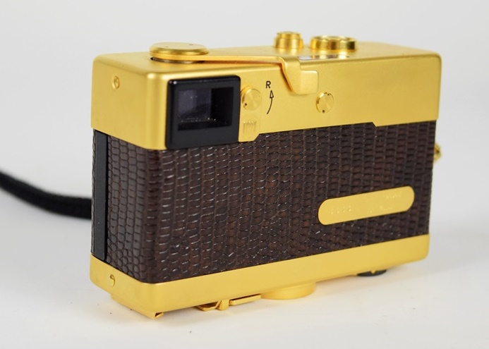 Rare Circa 1979 Limited Edition German RolleiS Gold Plated Camera in Lizard Skin Case
