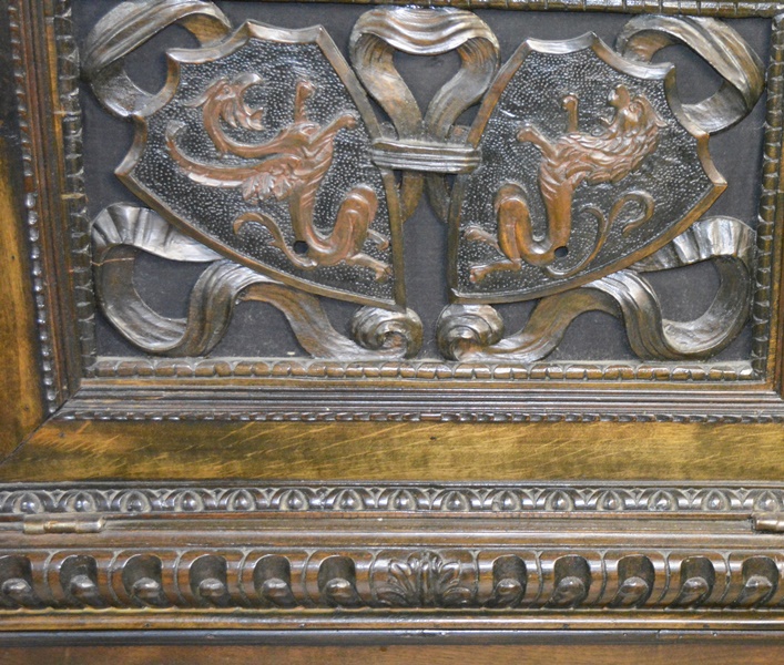 Antique Elizabethan Style Ornately Carved Low Cupboard