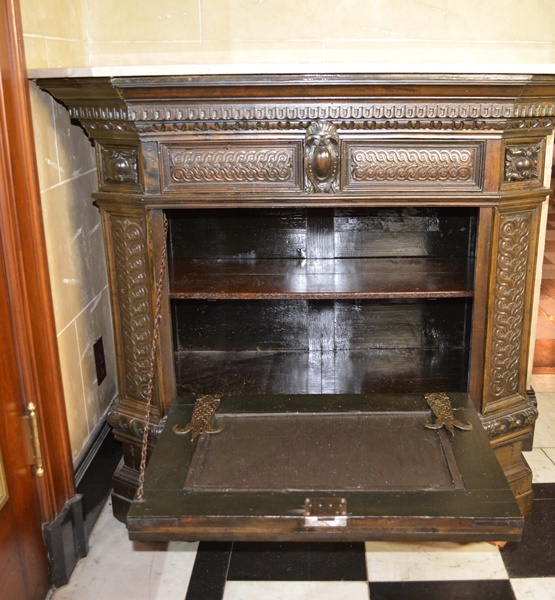 Antique Elizabethan Style Ornately Carved Low Cupboard