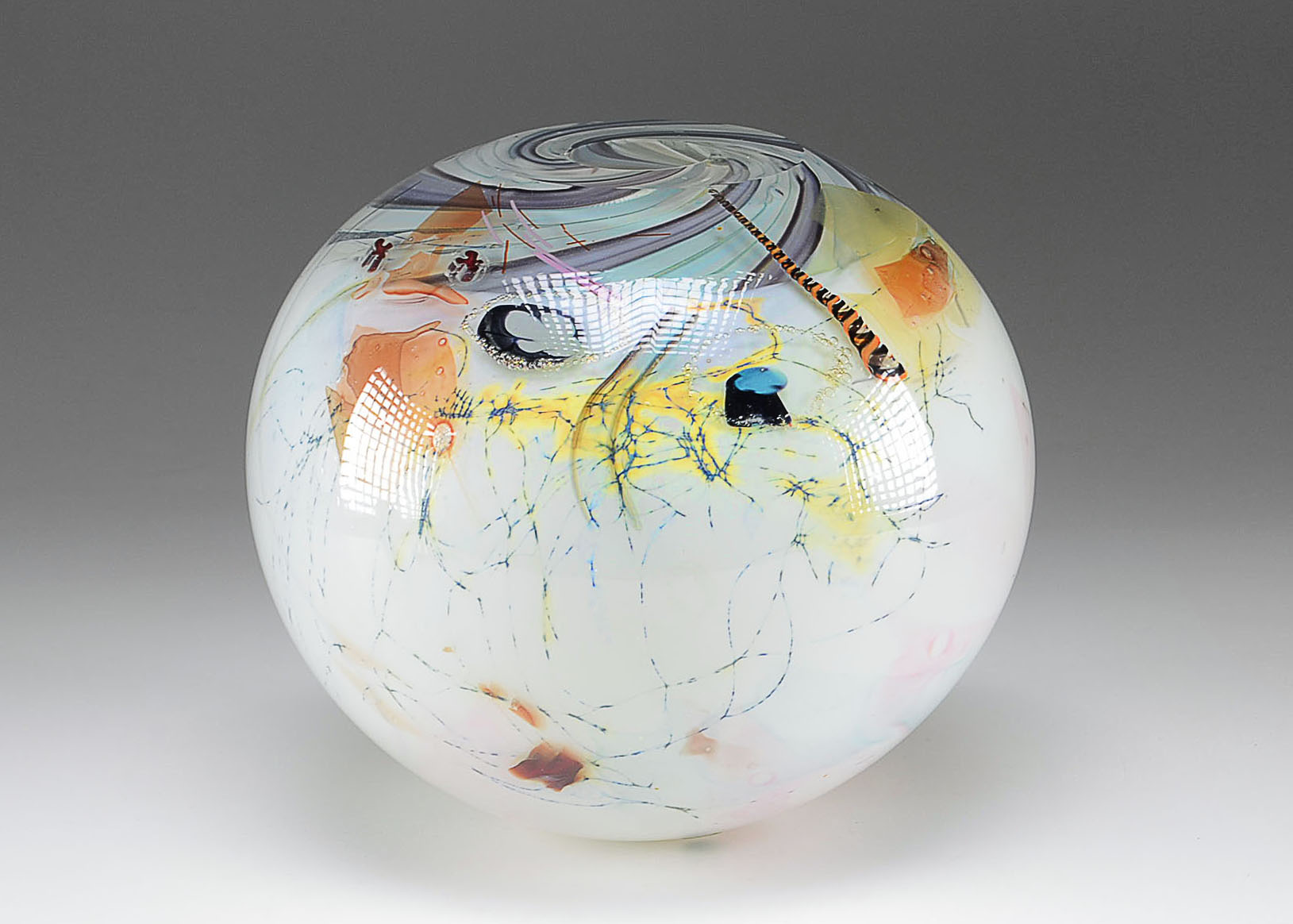 Signed Robert Palusky Blown Glass Orb