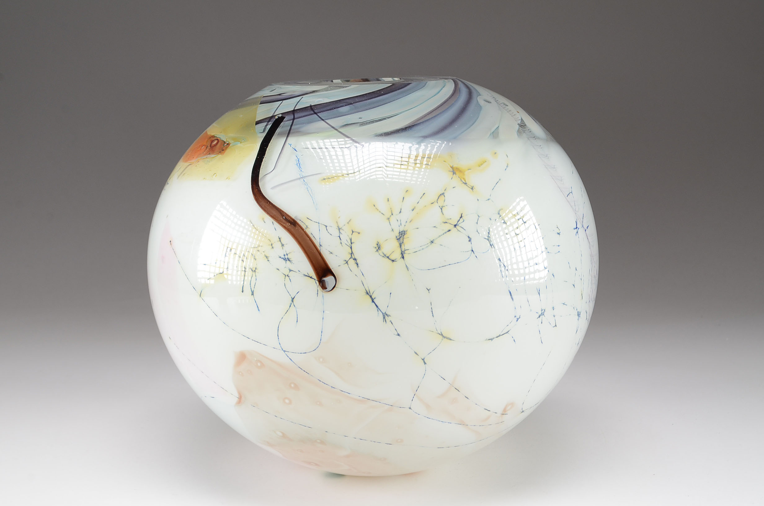 Signed Robert Palusky Blown Glass Orb