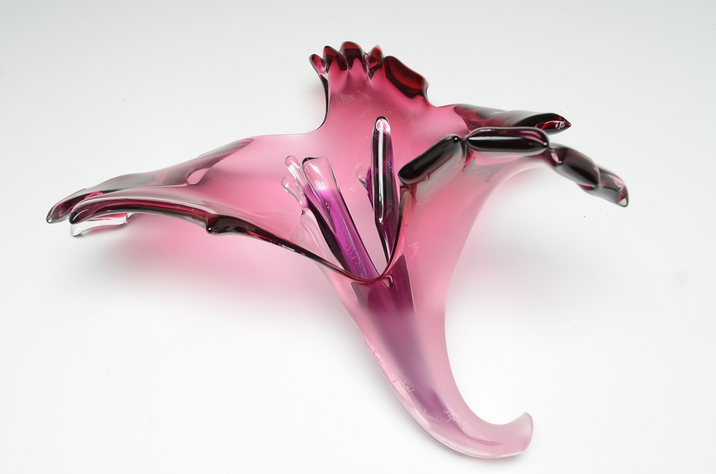 Signed Barry Entner Blown Glass Flower