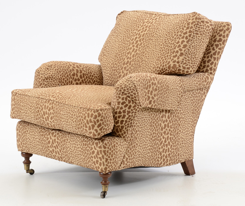 Lee Industries Leopard Print Chair and Ottoman