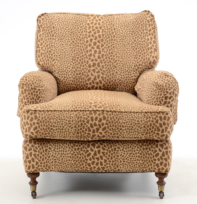 Lee Industries Leopard Print Chair and Ottoman