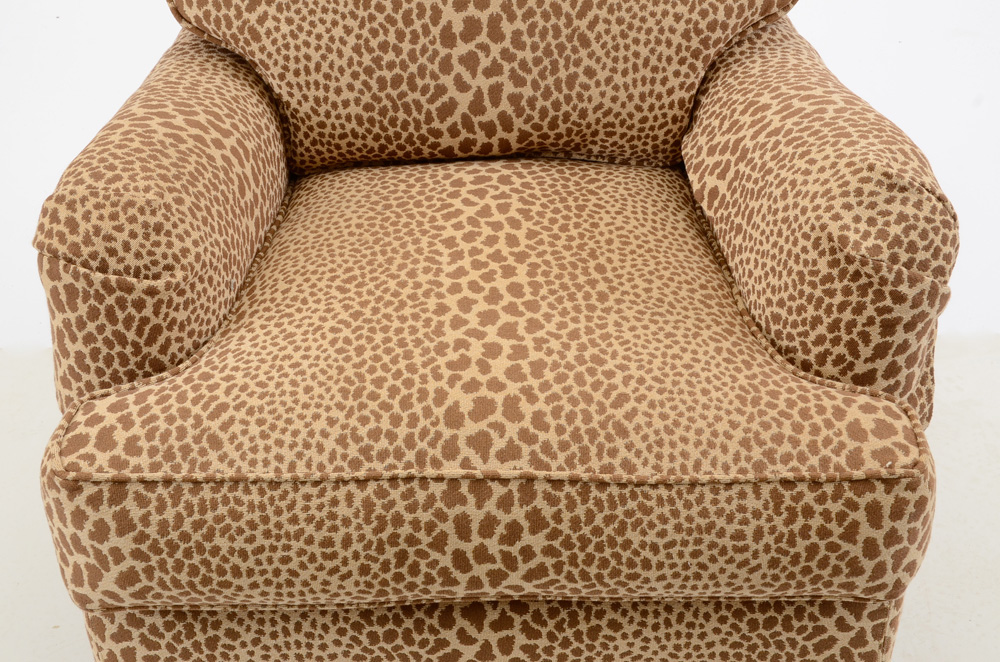 Lee Industries Leopard Print Chair and Ottoman