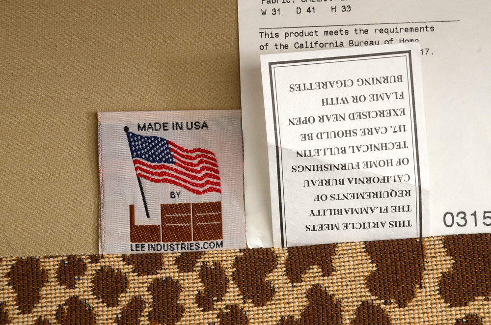 Lee Industries Leopard Print Chair and Ottoman