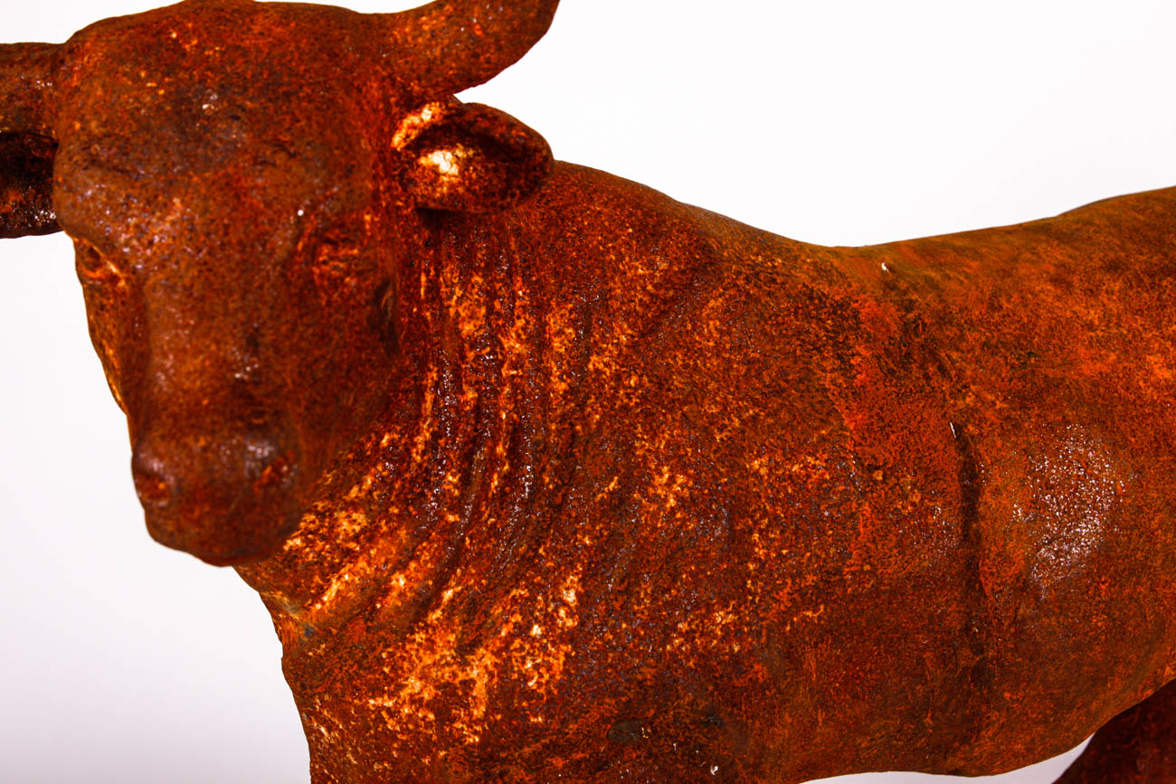 Weathered Cast Iron Bull Statuette