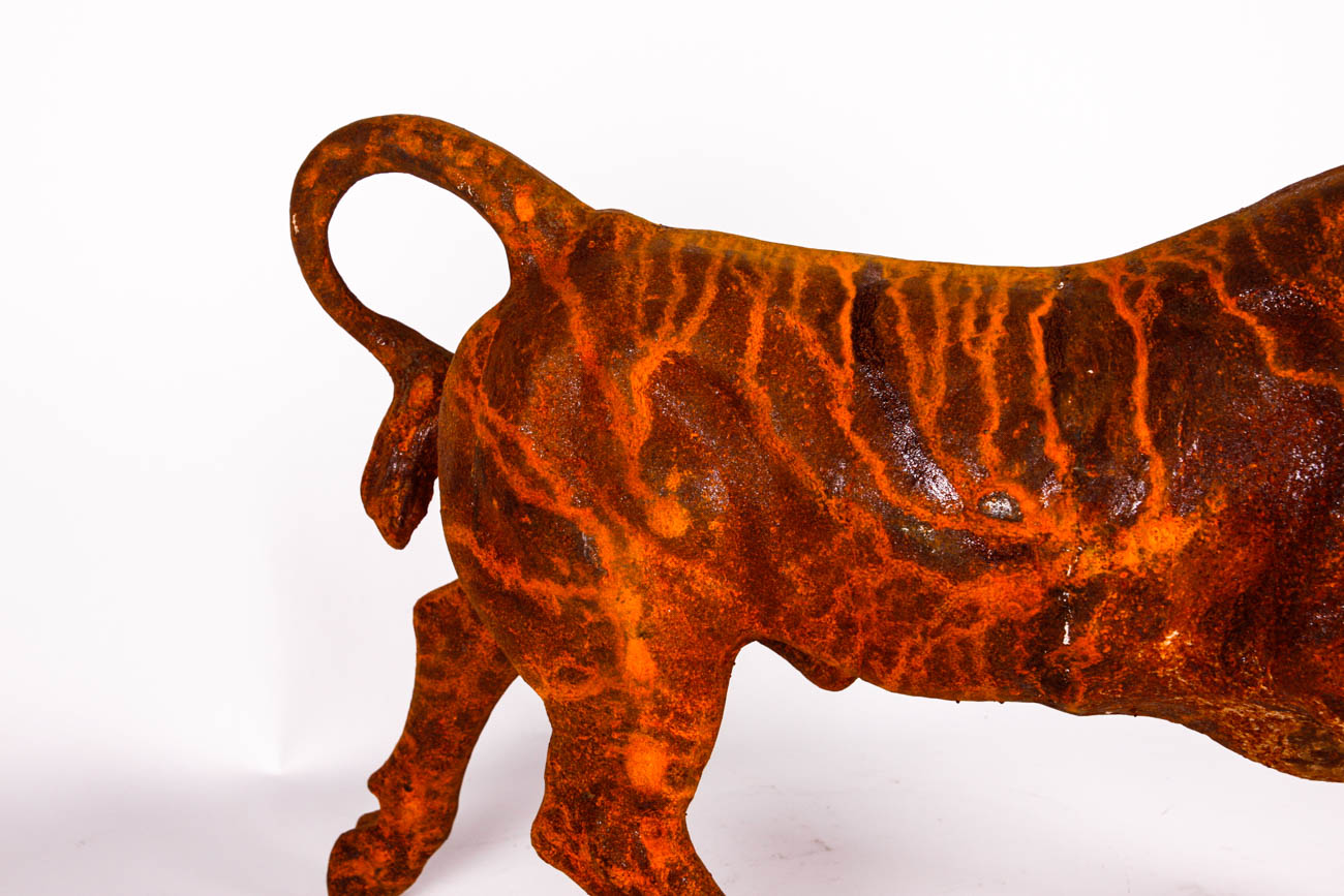 Weathered Cast Iron Bull Statuette