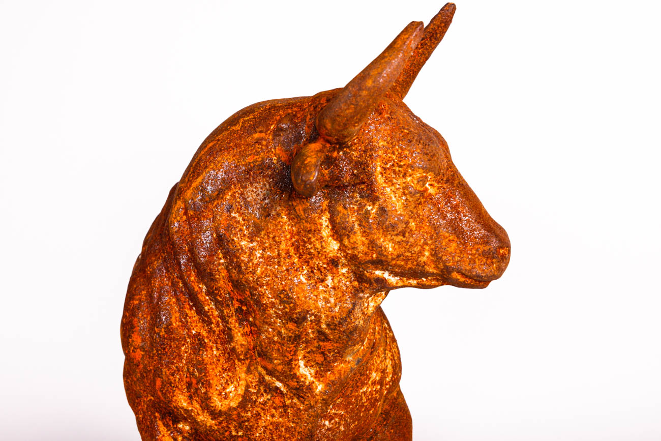 Weathered Cast Iron Bull Statuette