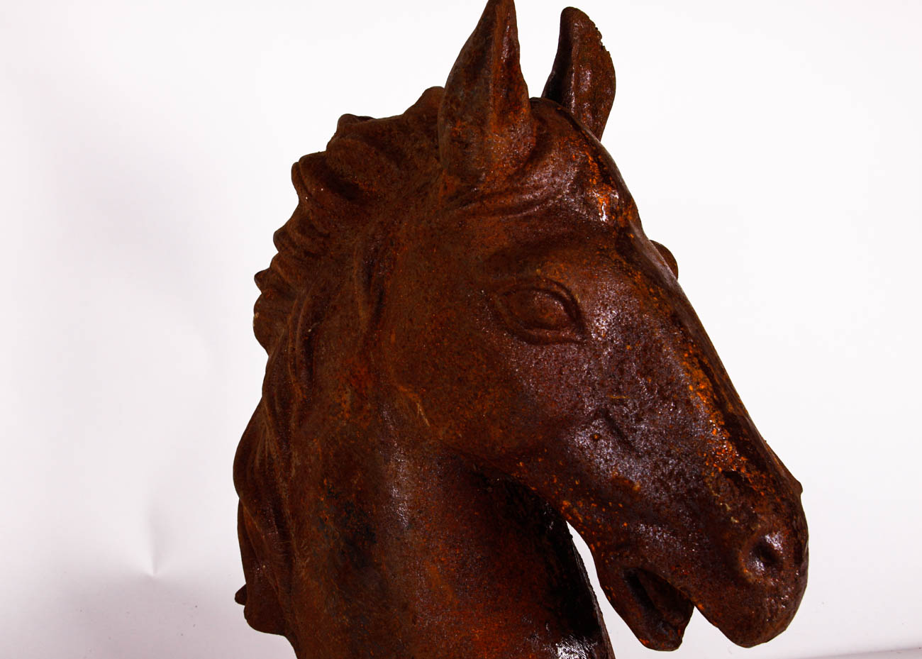Weathered Cast Iron Horse Head Statue