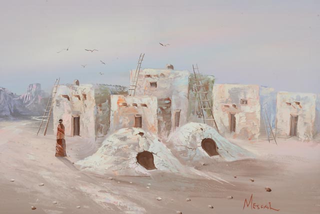K. Mescal Mid-Century Oil on Canvas Southwest Scene