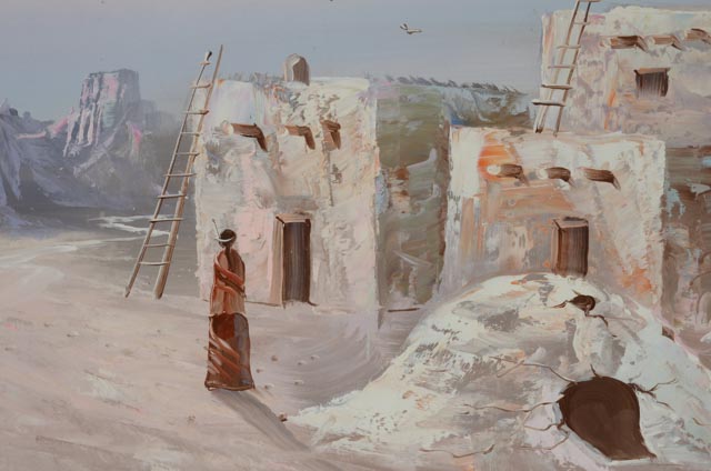 K. Mescal Mid-Century Oil on Canvas Southwest Scene