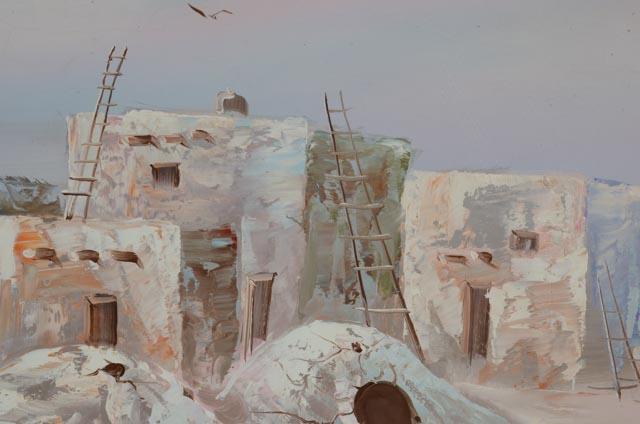 K. Mescal Mid-Century Oil on Canvas Southwest Scene