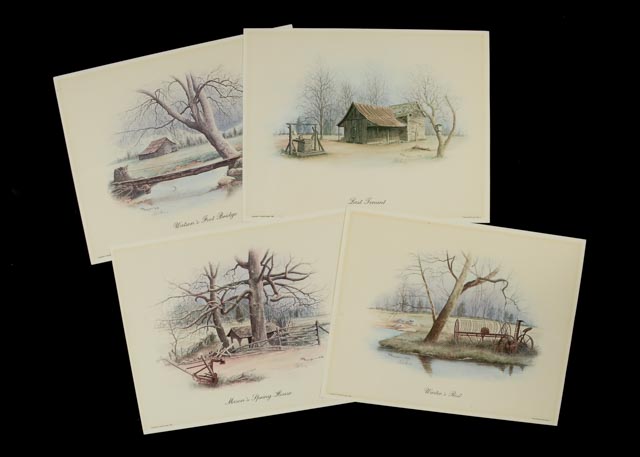 Lot of Four Signed E. Howard Burger Offset Lithographs