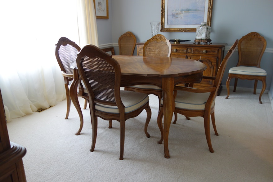Drexel French Provincial Style Dining Table and Six Chairs
