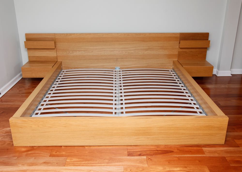 IKEA King Bed with Attached Nightstands