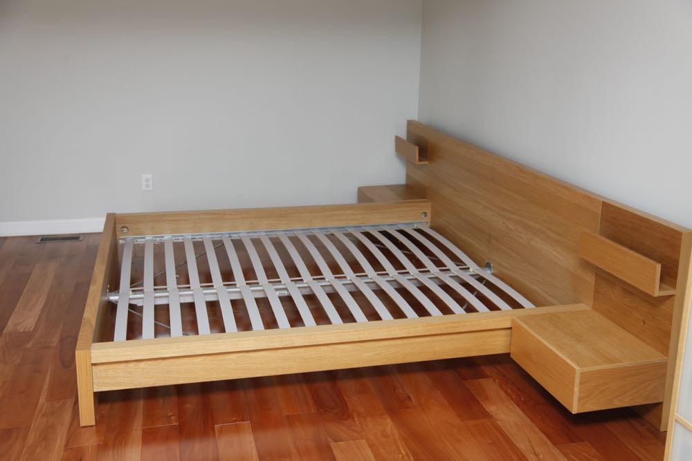 IKEA King Bed with Attached Nightstands