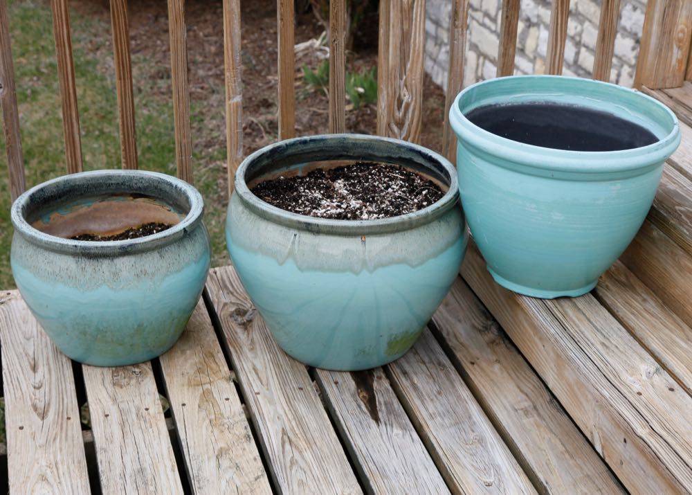 Trio of Turquoise Flower Pots