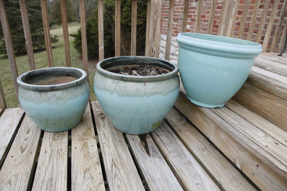 Trio of Turquoise Flower Pots
