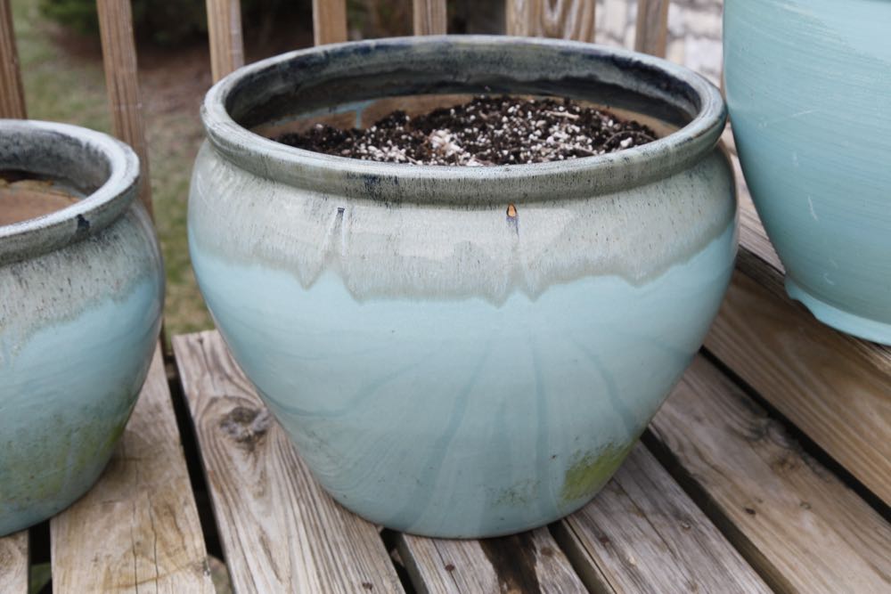 Trio of Turquoise Flower Pots