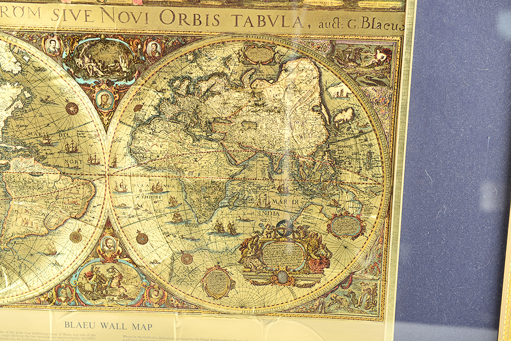 Framed Gold Foil Blaeu Map Pair