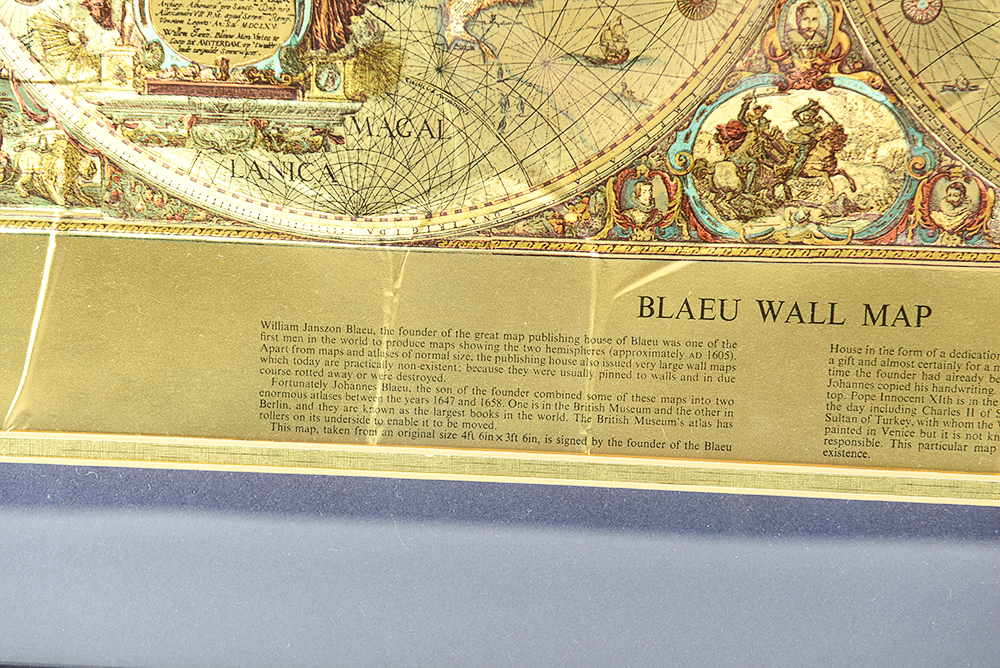 Framed Gold Foil Blaeu Map Pair