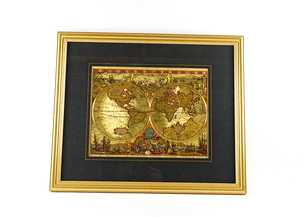 Framed Gold Foil Blaeu Map Pair