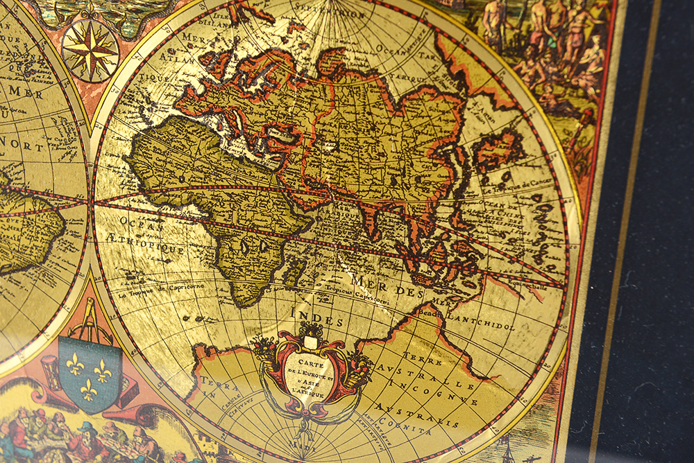 Framed Gold Foil Blaeu Map Pair