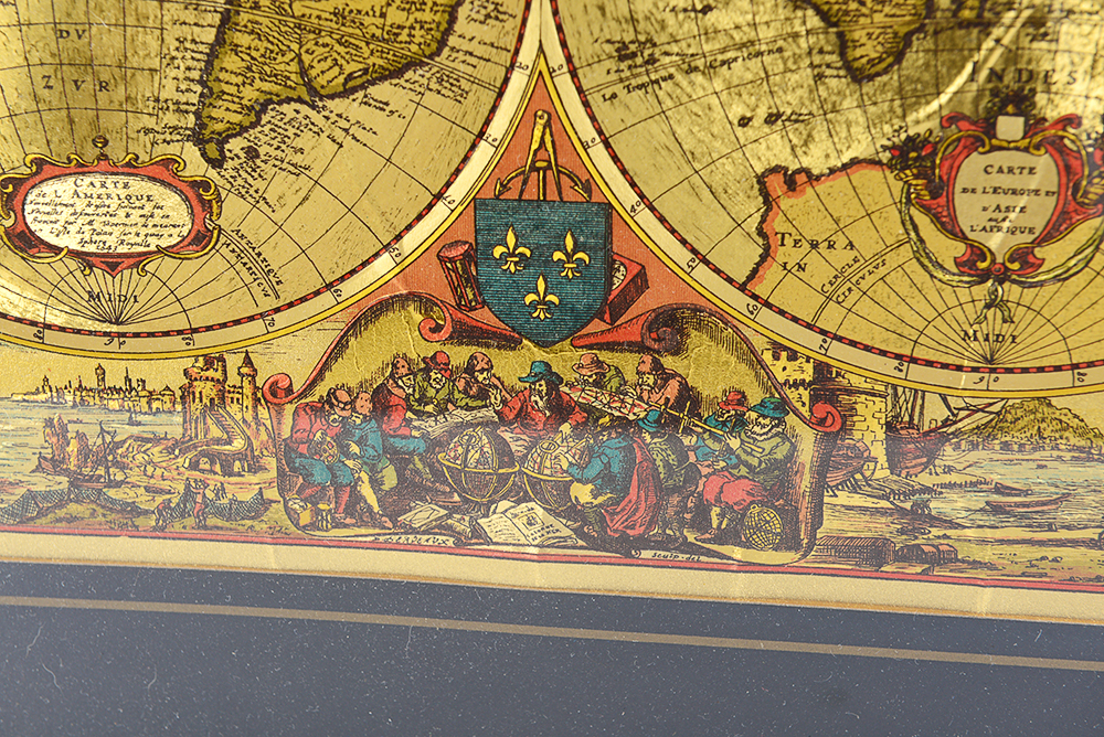 Framed Gold Foil Blaeu Map Pair