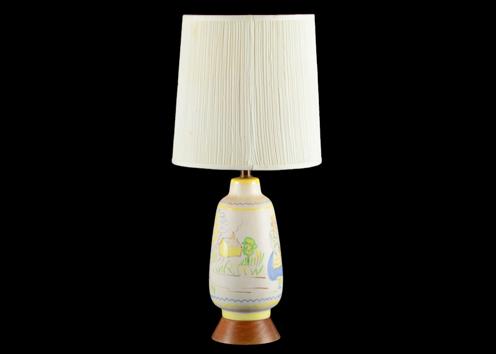 Mid-Century Slip-Decorated Lamp