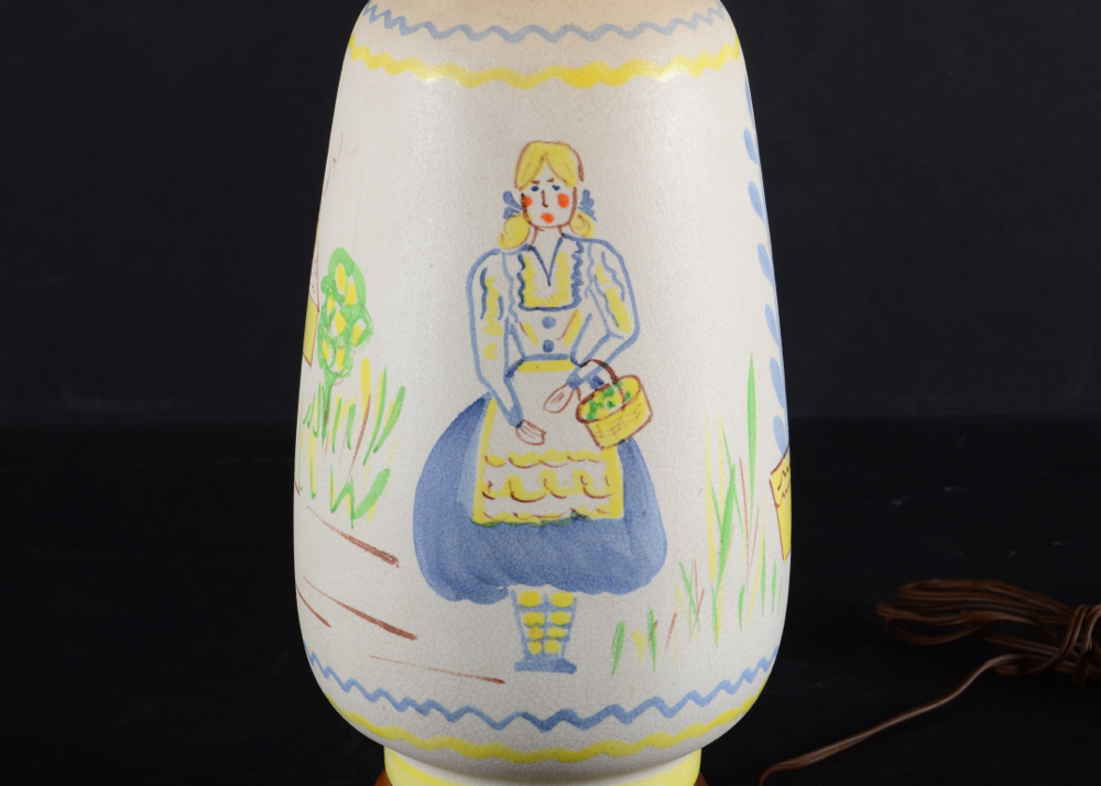Mid-Century Slip-Decorated Lamp