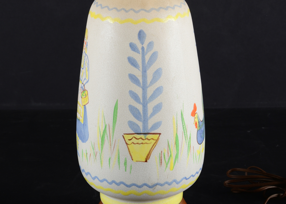 Mid-Century Slip-Decorated Lamp