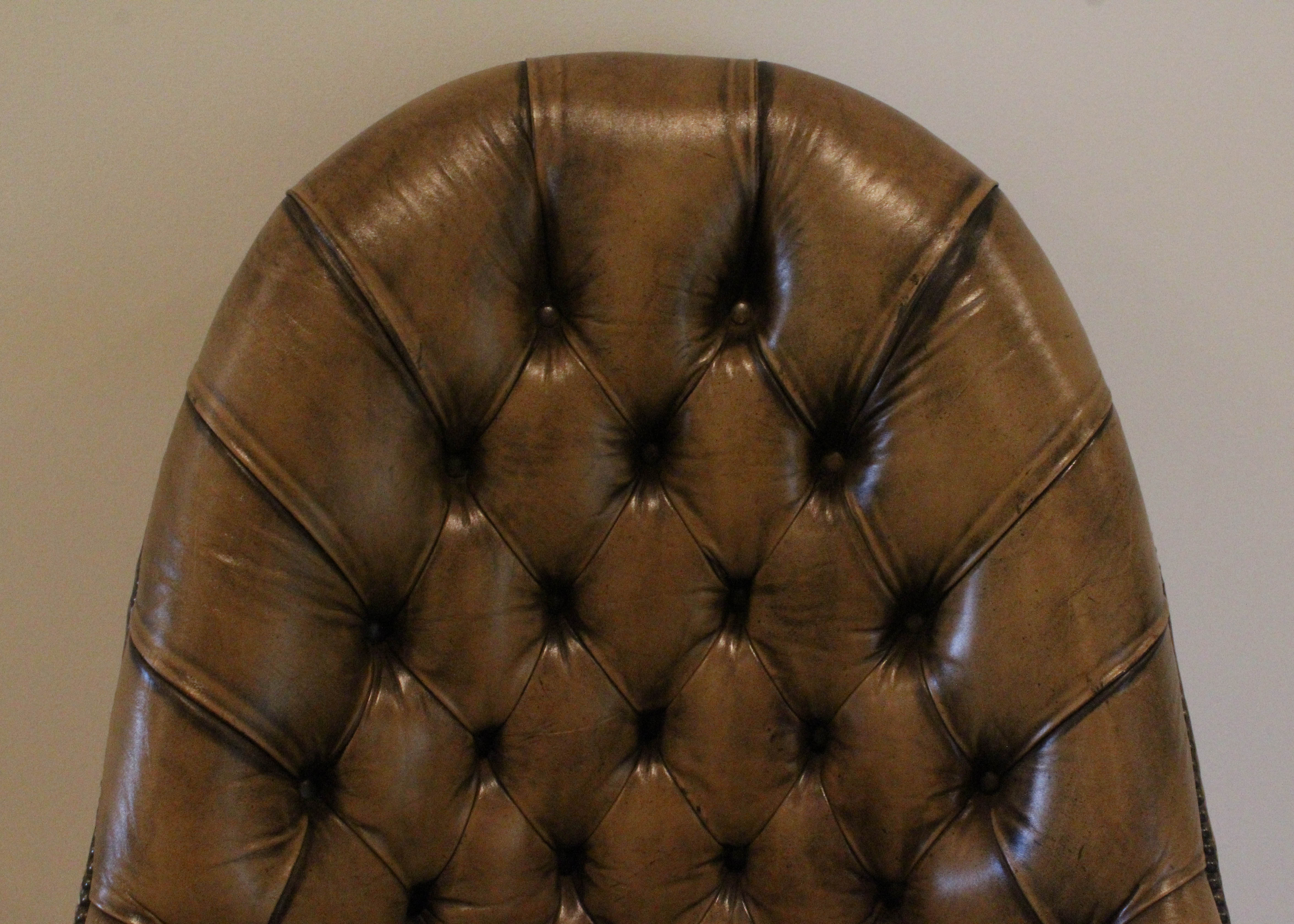 Yellow Leather Kittinger Chair on Casters