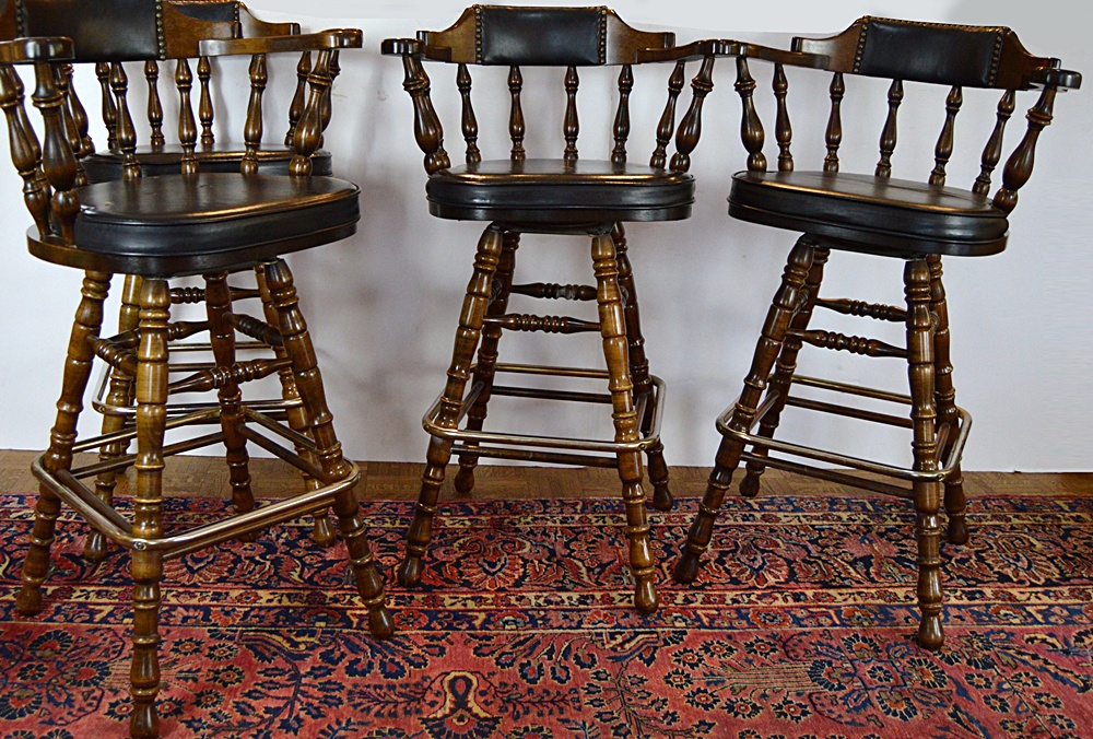Set of Four Colonial Style Bar Stools