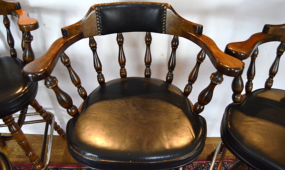 Set of Four Colonial Style Bar Stools