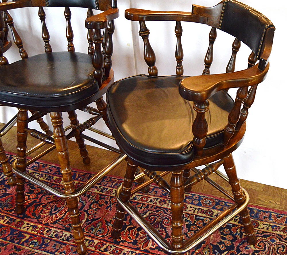 Set of Four Colonial Style Bar Stools