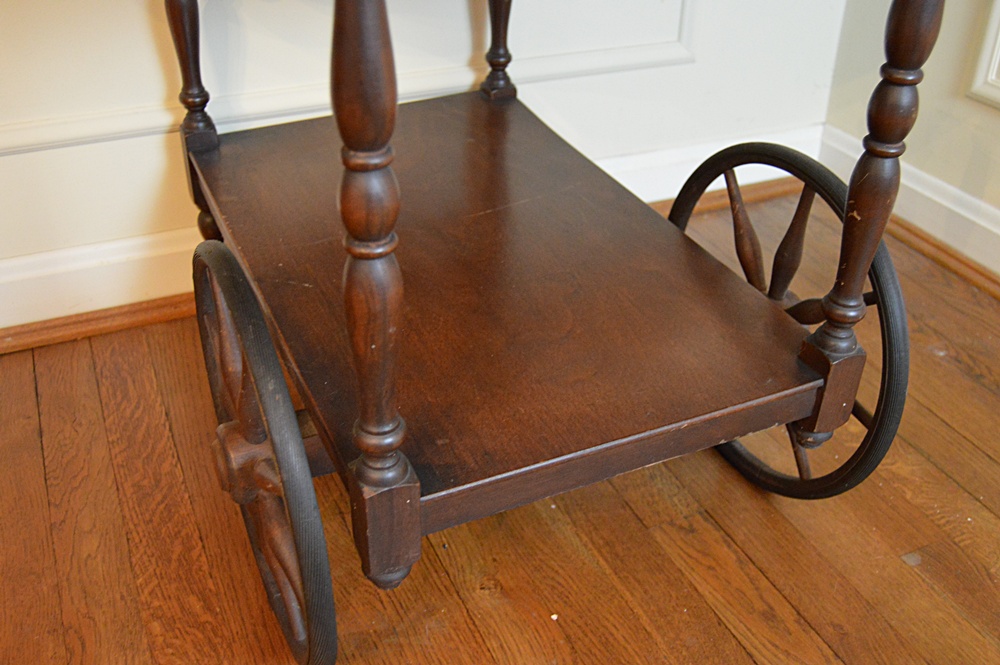 Vintage Colonial Style Mahogany Tea Cart