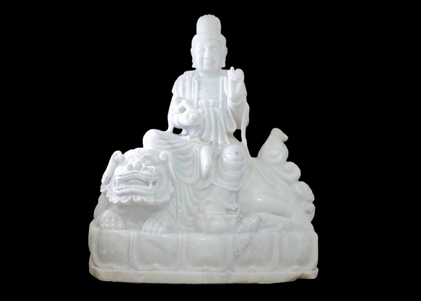 Substantial White Marble Guanyin Statue