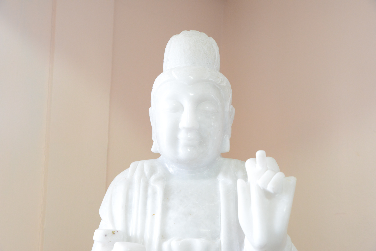 Substantial White Marble Guanyin Statue