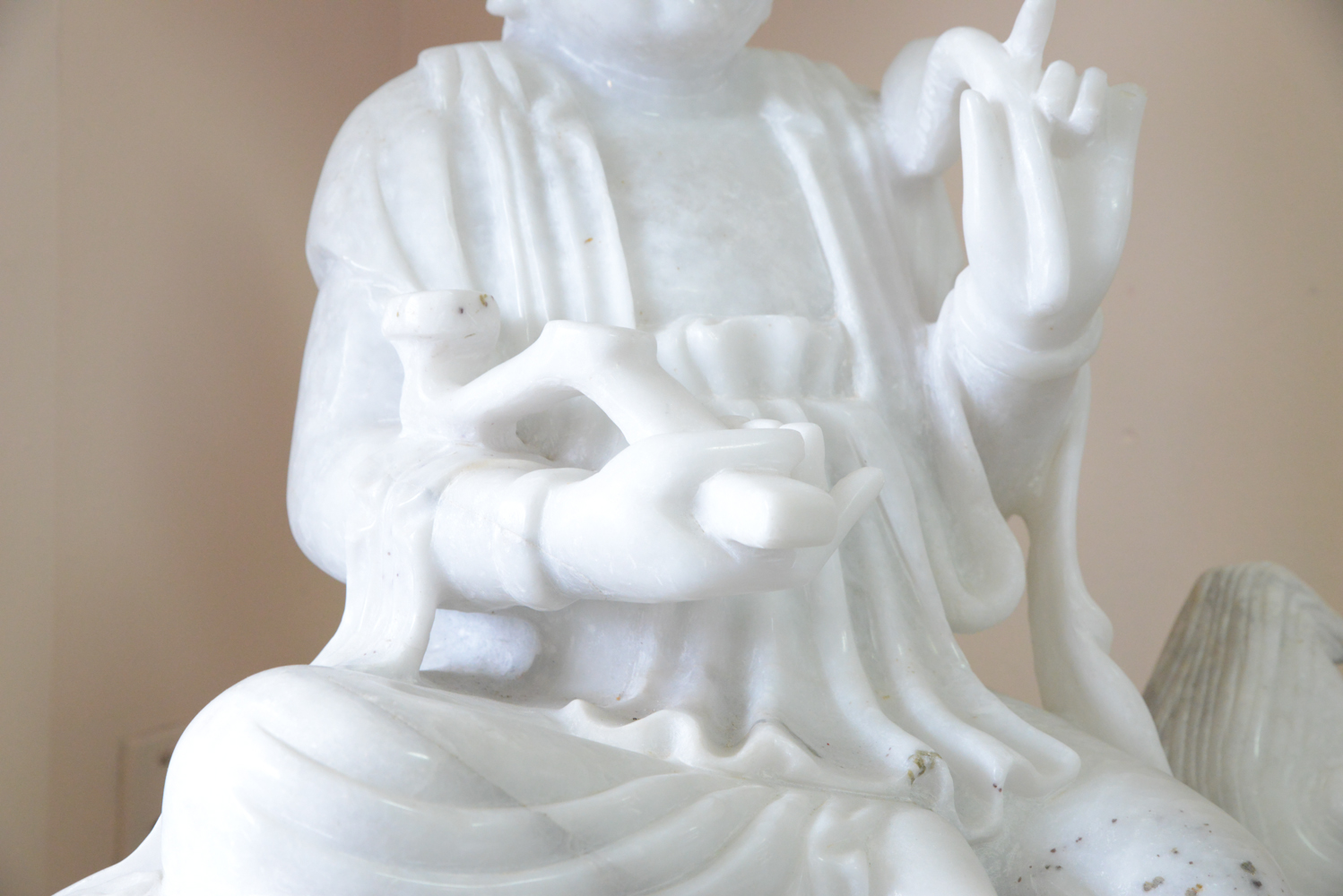 Substantial White Marble Guanyin Statue