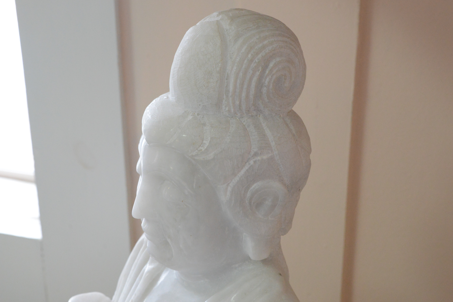 Substantial White Marble Guanyin Statue