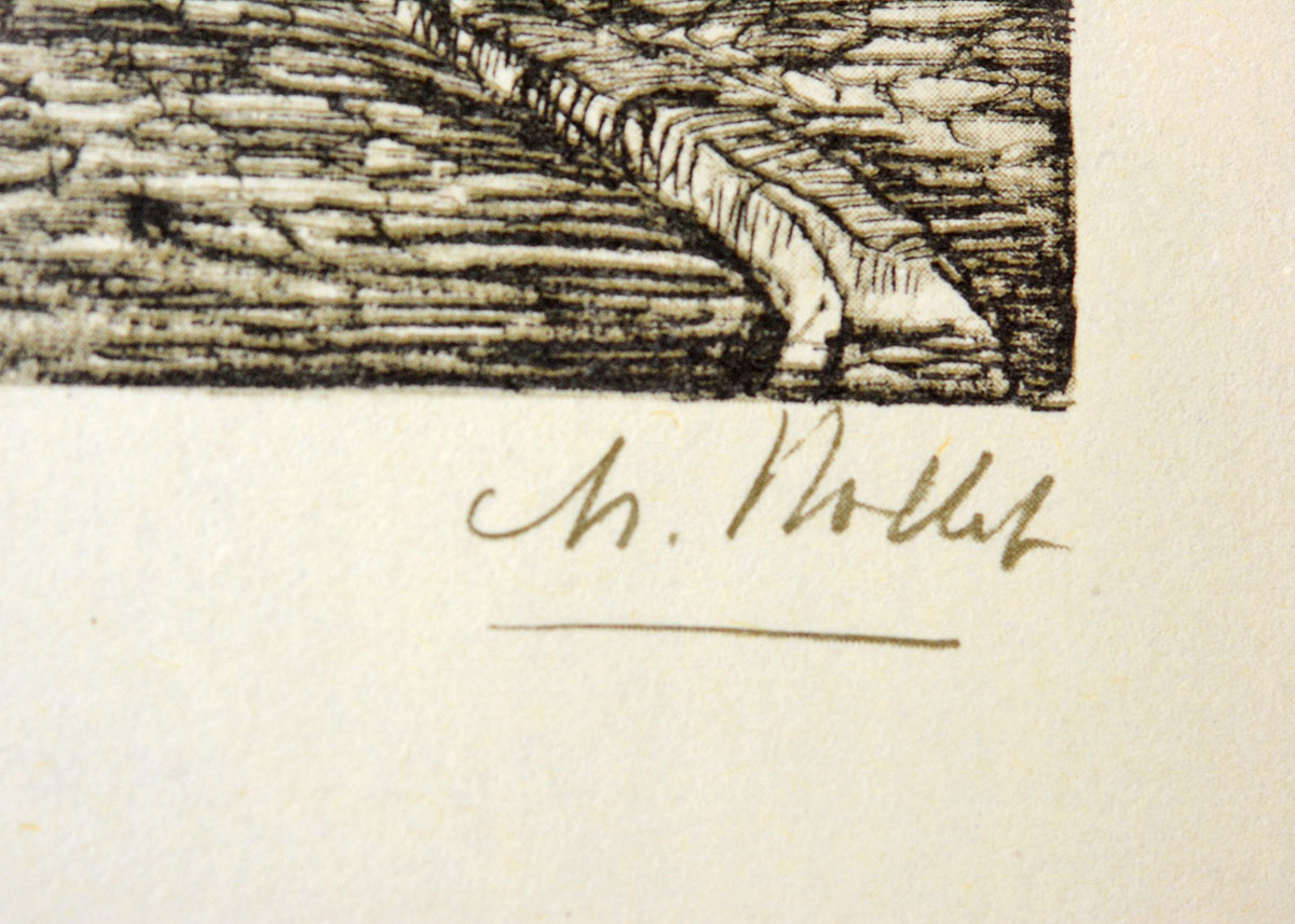 Framed Nollet Off Set Lithograph of "Paris Rue des Francs Bourgeois"