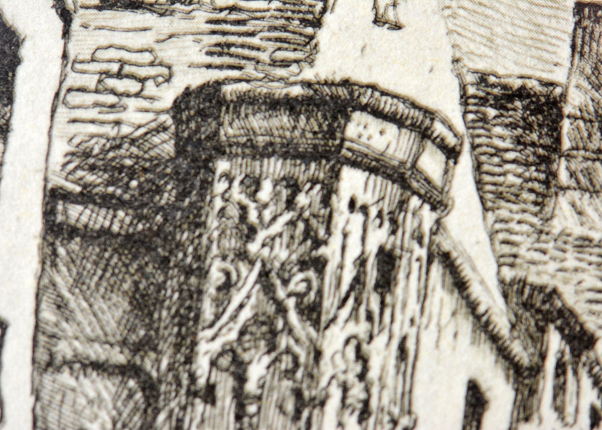 Framed Nollet Off Set Lithograph of "Paris Rue des Francs Bourgeois"