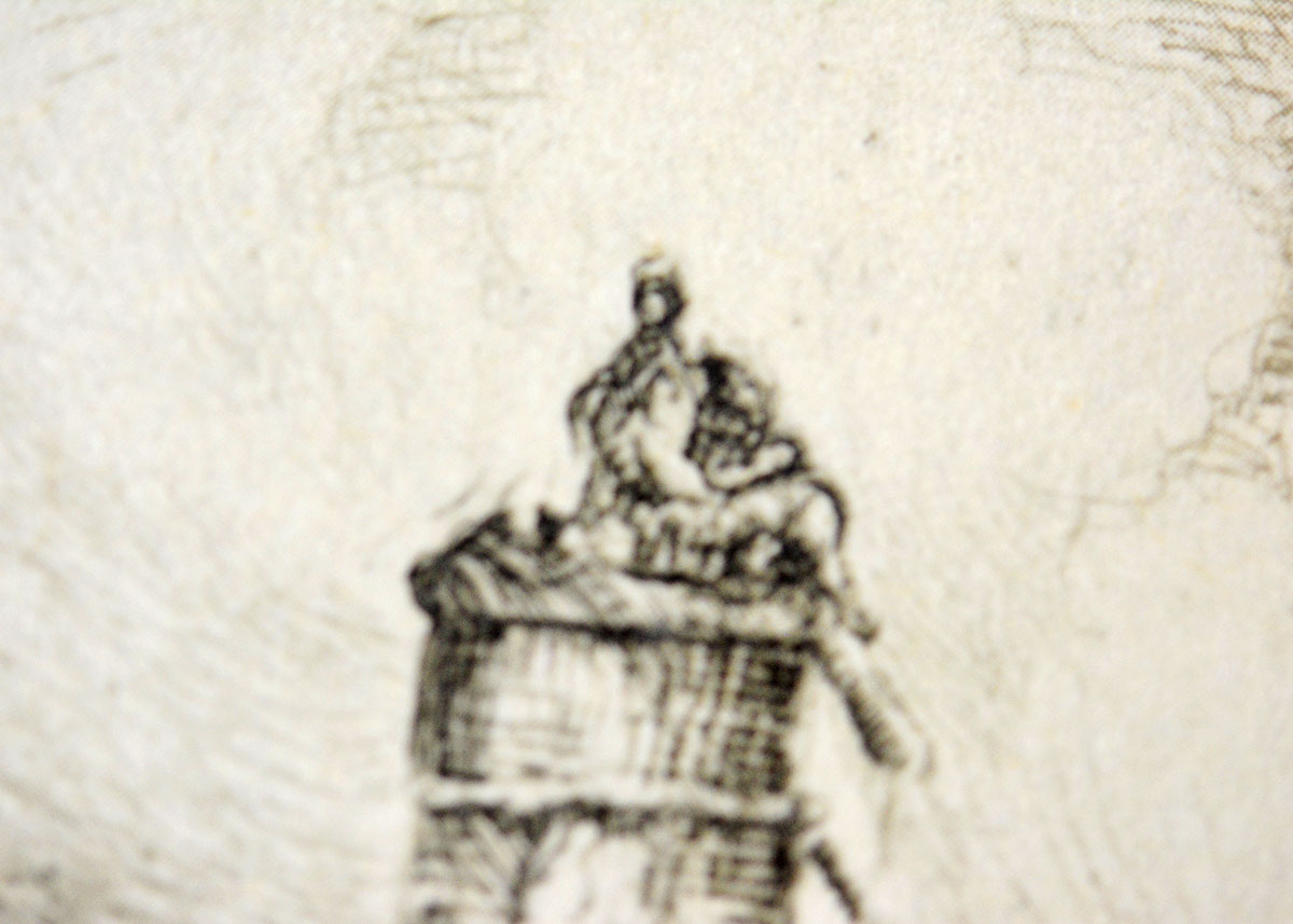 Framed Nollet Off Set Lithograph of "Paris Rue des Francs Bourgeois"