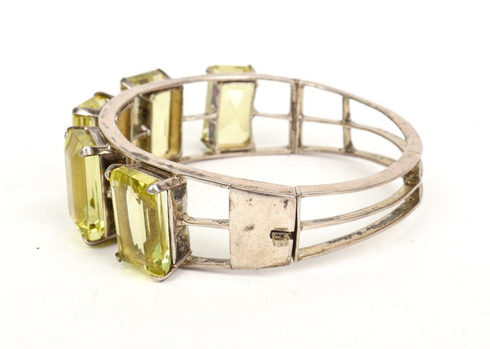 Silver Tone Bracelet with Considerable Quartz Stones