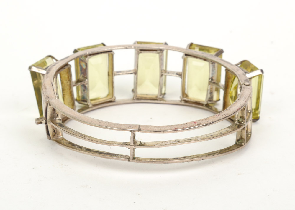 Silver Tone Bracelet with Considerable Quartz Stones