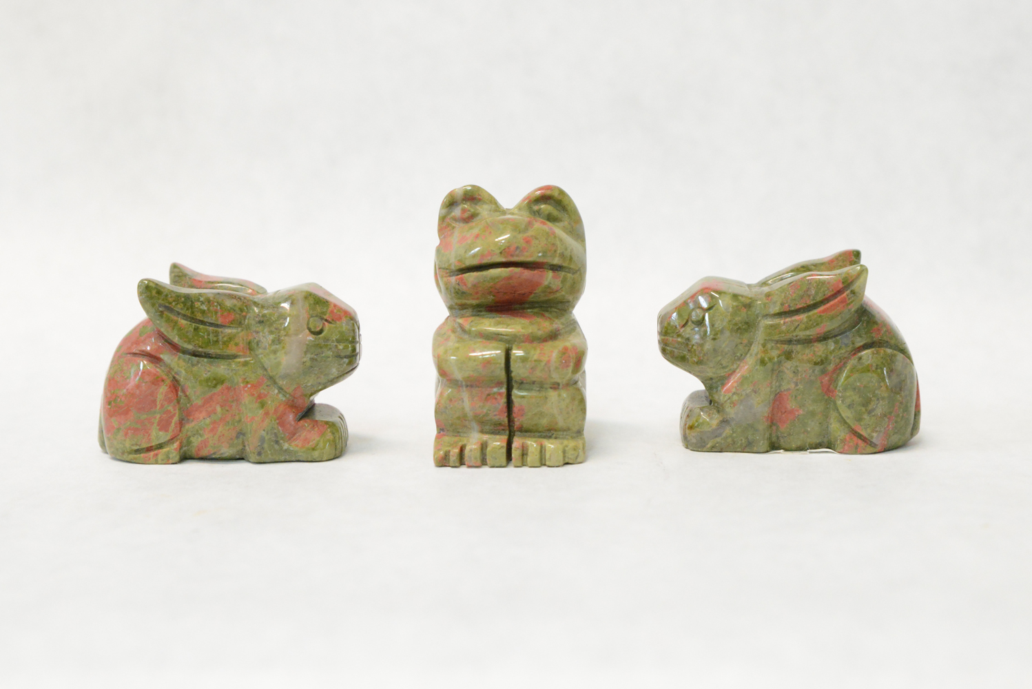 Unikite Carved Bunny and Frog Figurines
