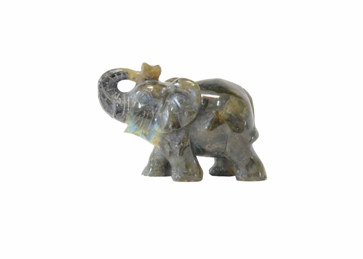 Carved Labradorite Elephant Figurine