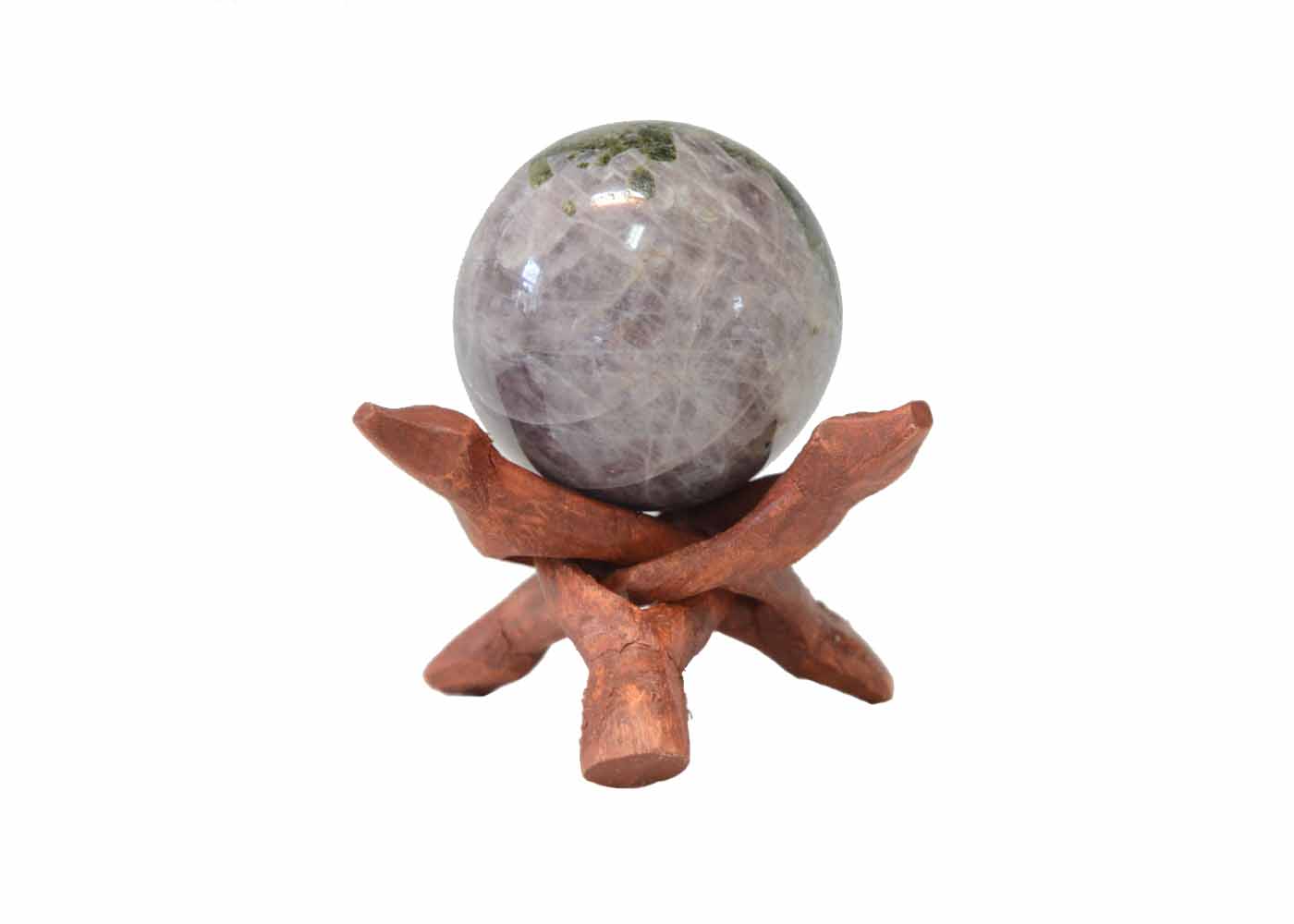 Amethyst Sphere and Carved Wood Stand